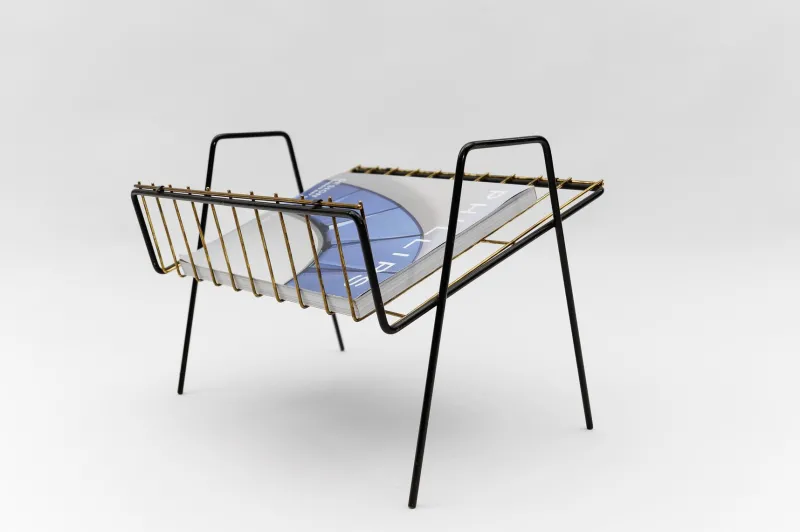 Pamono Austrian Metal Magazine Rack, 1950s> Magazine Racks