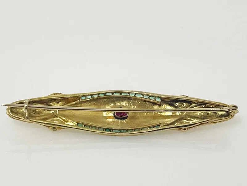 New Pamono Austro-Hungarian Golden Brooche, 1890s