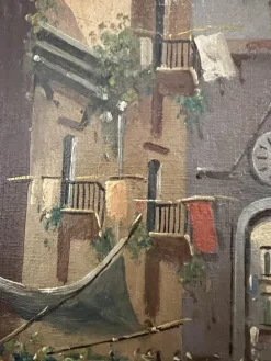 Sale Pamono B. Ciappa, Place du village animée, Oil on Canvas