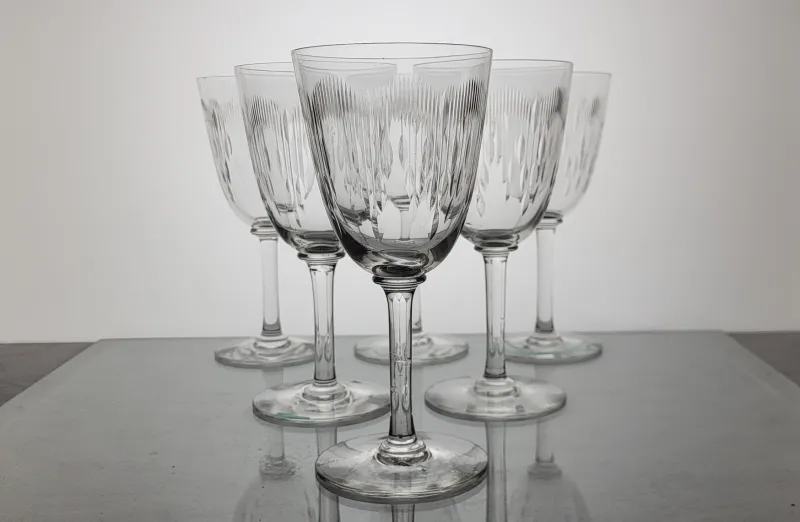 Clearance Pamono Baccarat Crystal Wine Glasses Molière Model, 1920s, Set of 6