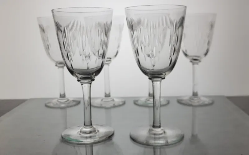Clearance Pamono Baccarat Crystal Wine Glasses Molière Model, 1920s, Set of 6
