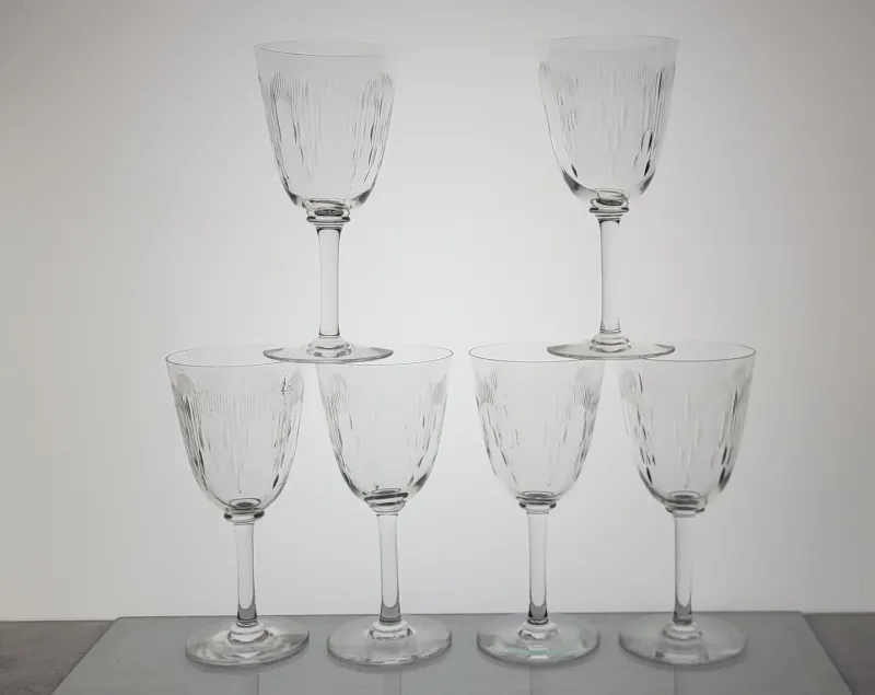 Clearance Pamono Baccarat Crystal Wine Glasses Molière Model, 1920s, Set of 6