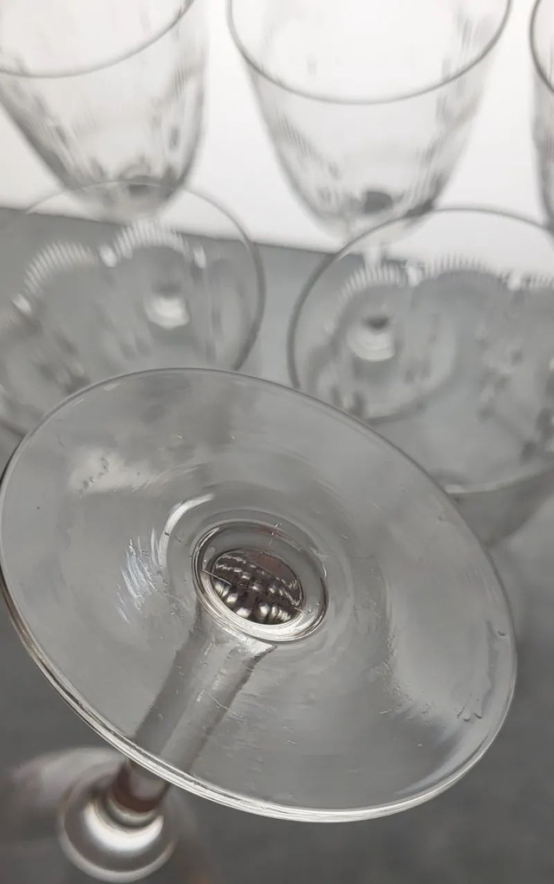 Clearance Pamono Baccarat Crystal Wine Glasses Molière Model, 1920s, Set of 6