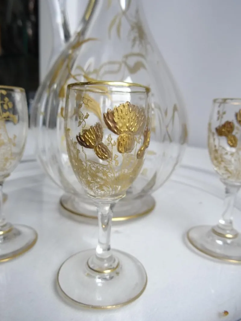 Pamono Baccarat Liqueur Set from Nancy, France, 1890s> Glassware