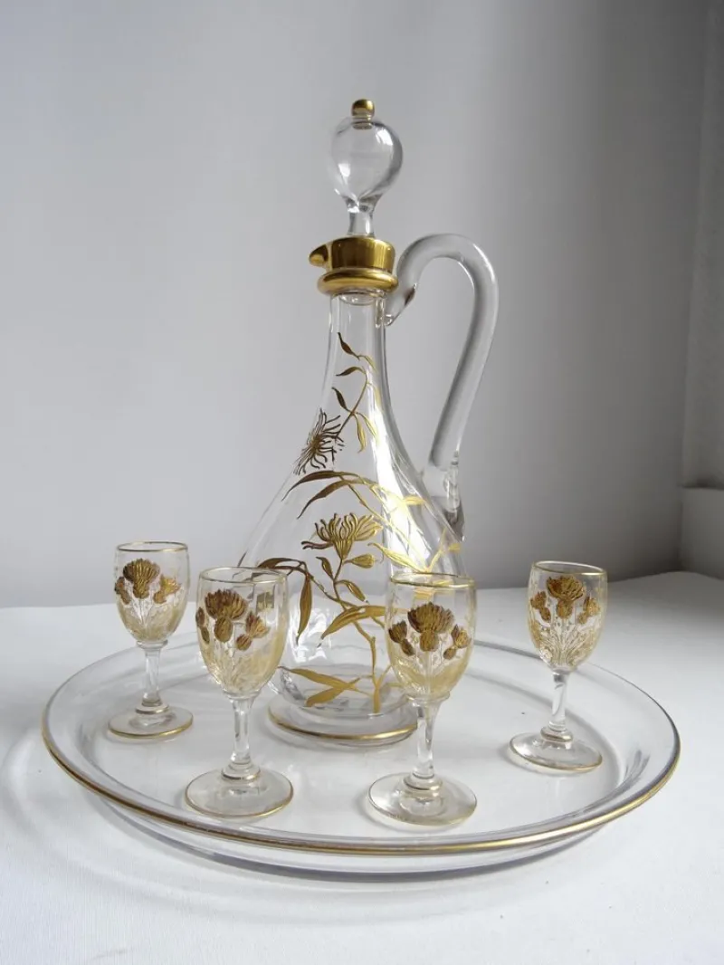 Pamono Baccarat Liqueur Set from Nancy, France, 1890s> Glassware