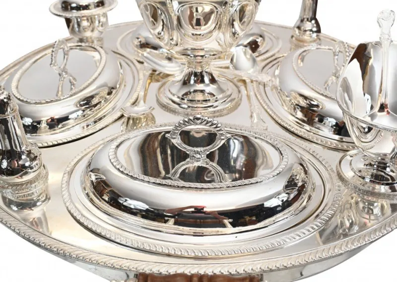Discount Pamono Bain Marie Plated Silver Plate Lazy Susan Hot Food Server