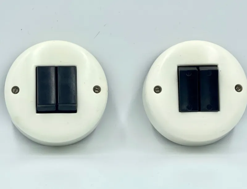 New Pamono Bakelite Light Switches, 1940s, Set of 2