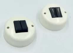 New Pamono Bakelite Light Switches, 1940s, Set of 2