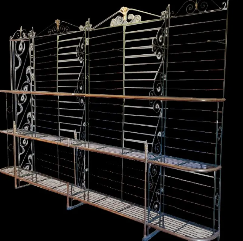 Outlet Pamono Bakers Shelf in Wrought Iron and Brass, 1900s