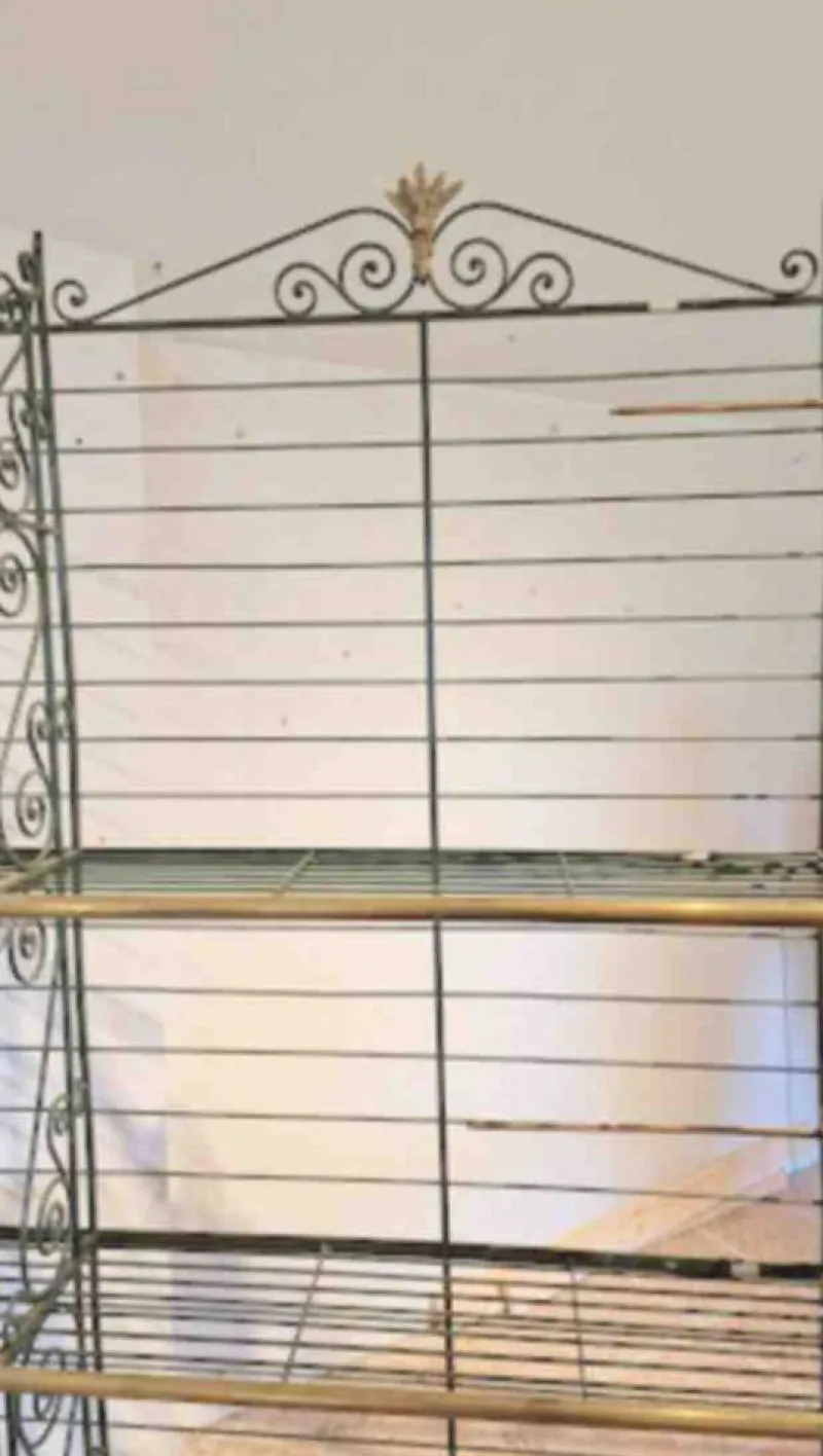 Outlet Pamono Bakers Shelf in Wrought Iron and Brass, 1900s