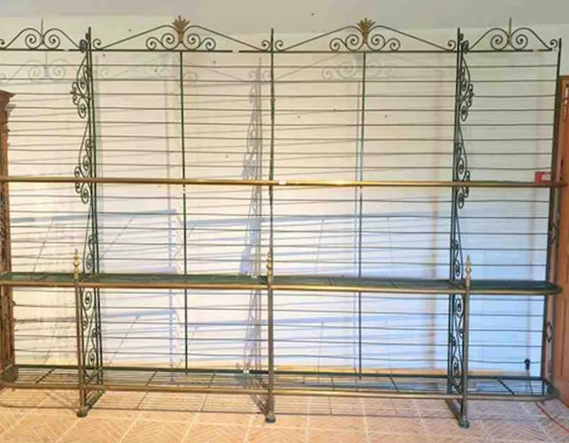 Outlet Pamono Bakers Shelf in Wrought Iron and Brass, 1900s