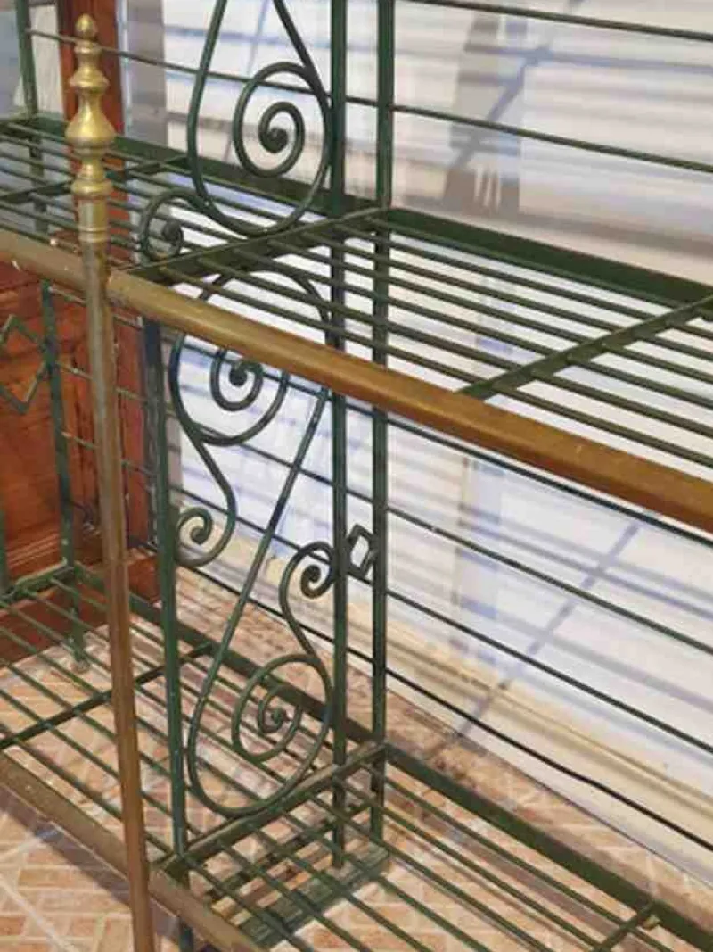 Outlet Pamono Bakers Shelf in Wrought Iron and Brass, 1900s