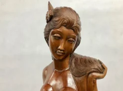 Hot Pamono Balinese Artist, Carved Statue of Woman, 1960s
