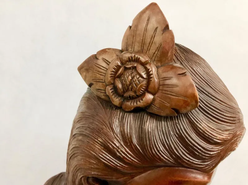 Hot Pamono Balinese Artist, Carved Statue of Woman, 1960s
