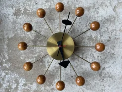 Discount Pamono Ball Clock in Brass and Wood by George Nelson, 1955