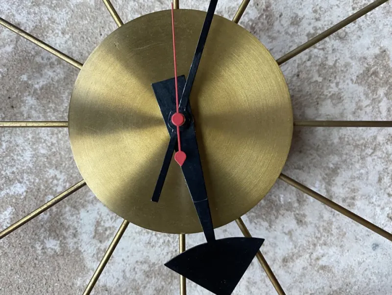 Discount Pamono Ball Clock in Brass and Wood by George Nelson, 1955