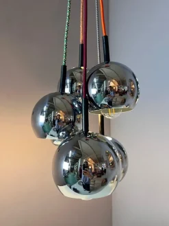 Pamono Ball Lamp in Chrome from Baum-Leuchten> Ceiling Lights