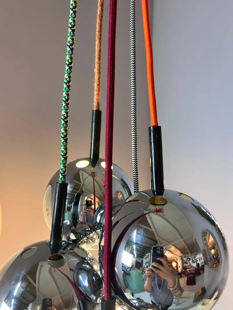 Pamono Ball Lamp in Chrome from Baum-Leuchten> Ceiling Lights