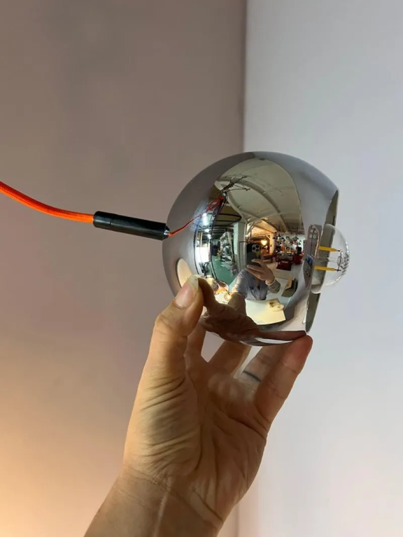 Pamono Ball Lamp in Chrome from Baum-Leuchten> Ceiling Lights