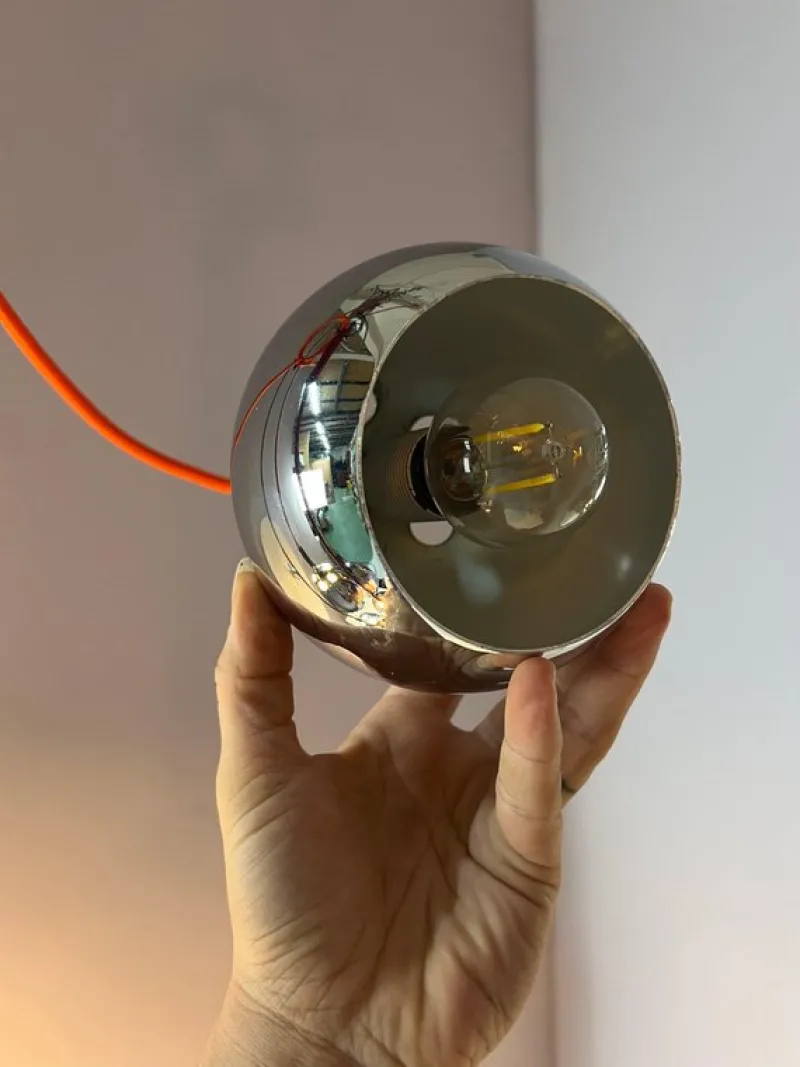 Pamono Ball Lamp in Chrome from Baum-Leuchten> Ceiling Lights