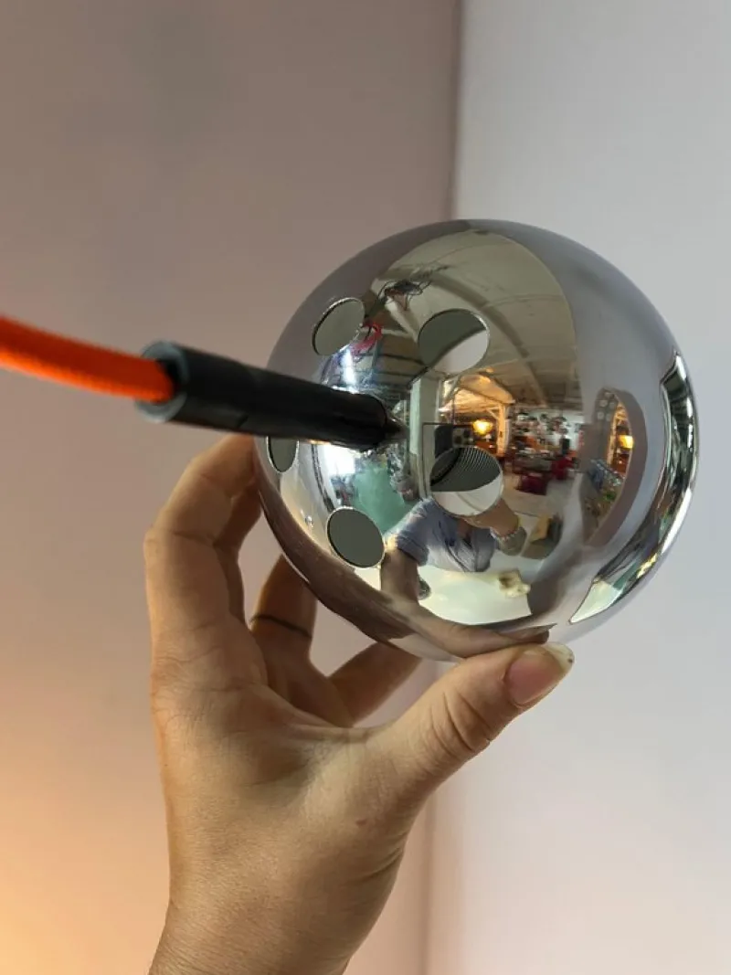 Pamono Ball Lamp in Chrome from Baum-Leuchten> Ceiling Lights