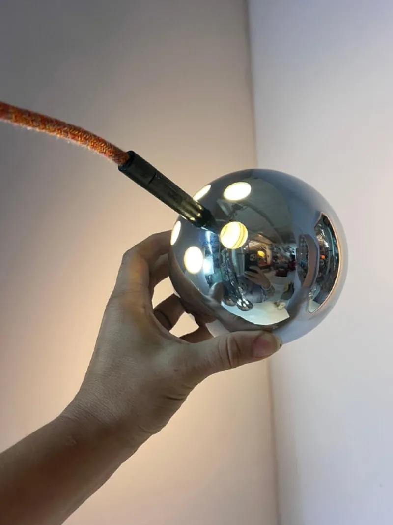 Pamono Ball Lamp in Chrome from Baum-Leuchten> Ceiling Lights