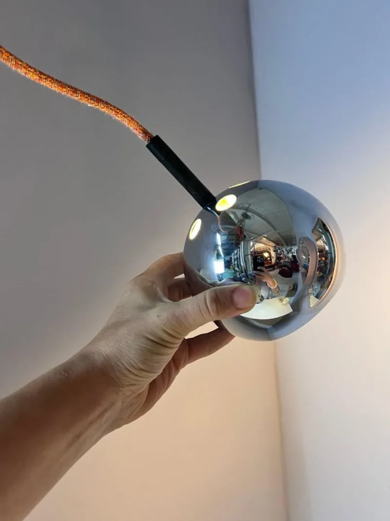 Pamono Ball Lamp in Chrome from Baum-Leuchten> Ceiling Lights