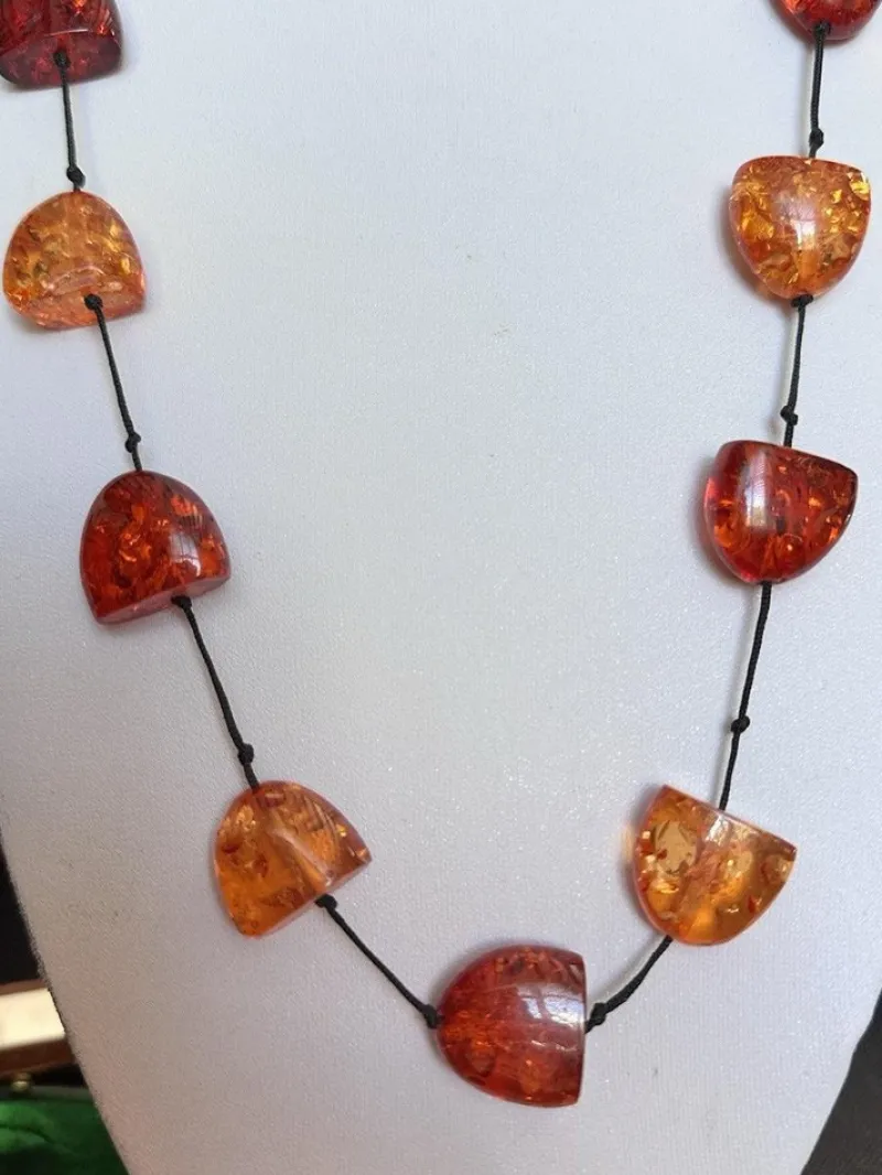 Online Pamono Baltic Art Deco Hand-Knotted Amber Necklace