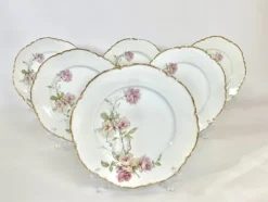 Pamono Baltimore Rose Dinner Plates from Haviland Limoges, 1888, Set of 6> Dinner Plates & Bowls