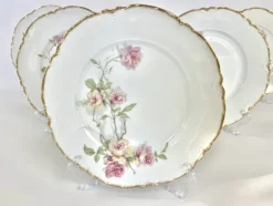 Pamono Baltimore Rose Dinner Plates from Haviland Limoges, 1888, Set of 6> Dinner Plates & Bowls
