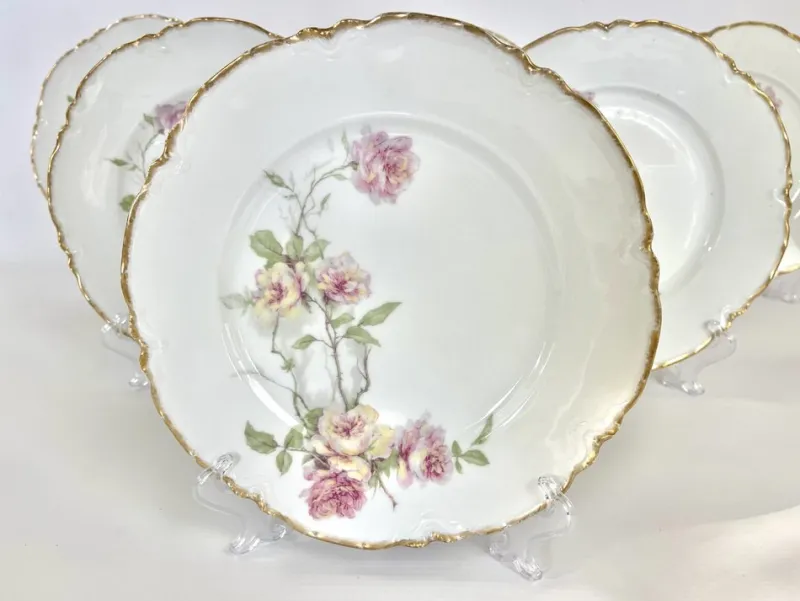 Pamono Baltimore Rose Dinner Plates from Haviland Limoges, 1888, Set of 6> Dinner Plates & Bowls
