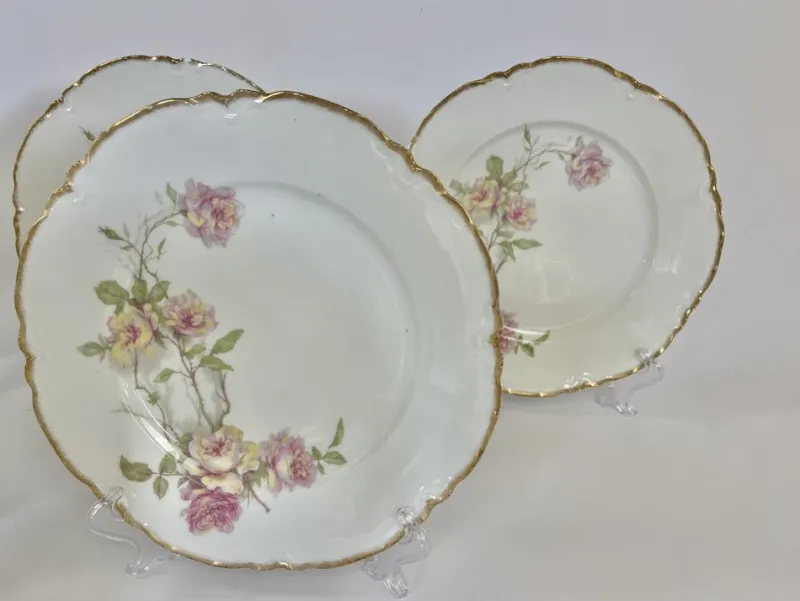 Pamono Baltimore Rose Dinner Plates from Haviland Limoges, 1888, Set of 6> Dinner Plates & Bowls