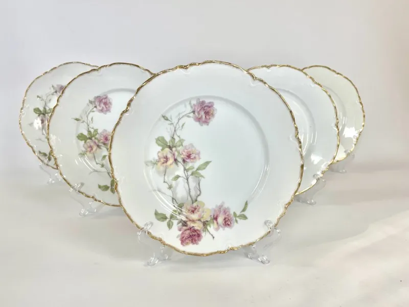 Pamono Baltimore Rose Dinner Plates from Haviland Limoges, 1888, Set of 6> Dinner Plates & Bowls