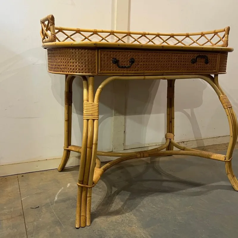 New Pamono Bamboo and Cane Oval Dressing Table