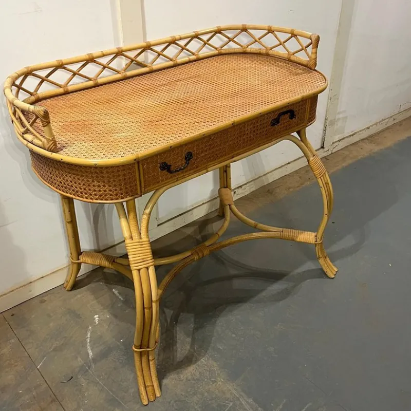 New Pamono Bamboo and Cane Oval Dressing Table