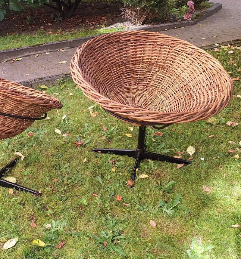 New Pamono Bamboo and Iron Swivel Pod Chairs, 1960s, Set of 2