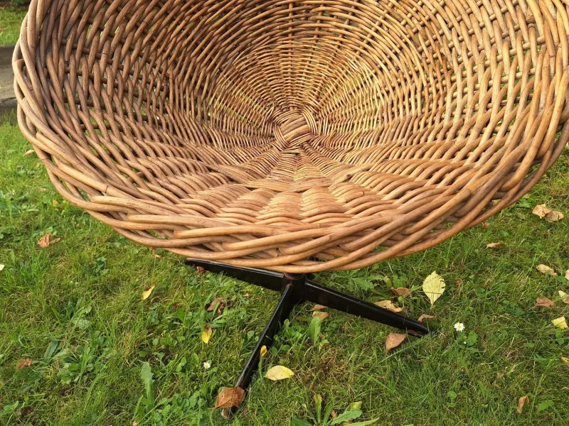 New Pamono Bamboo and Iron Swivel Pod Chairs, 1960s, Set of 2