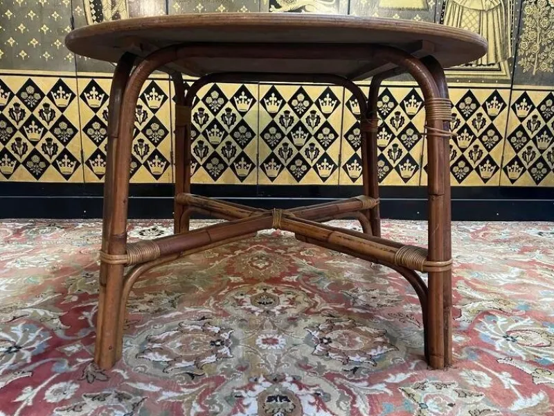 Online Pamono Bamboo and Oak Garden Table