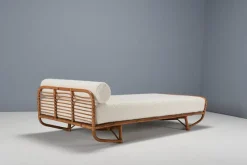 Pamono Bamboo and Rattan Daybed in Bouclé, Italy, 1960s><noscript><img width=