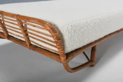 Pamono Bamboo and Rattan Daybed in Bouclé, Italy, 1960s><noscript><img width=