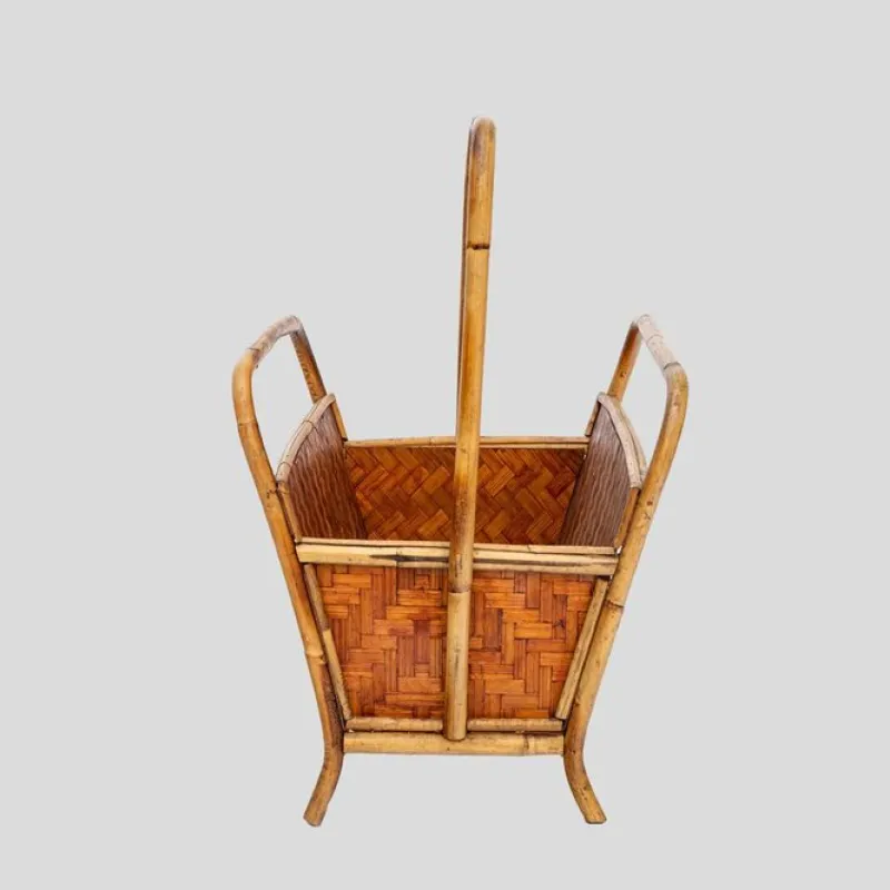 Pamono Bamboo and Rattan Magazine Holder, 1970s> Magazine Racks