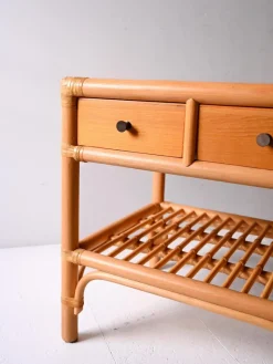Pamono Bamboo and Woven Rattan Bedside Tables from Dux, 1960s, Set of 2><noscript><img width=