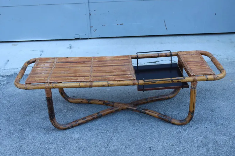 Pamono Bamboo Cocktail Table by Tito Agnoli, 1950s> Garden Tables