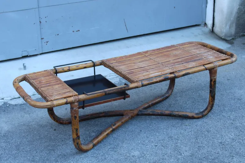 Pamono Bamboo Cocktail Table by Tito Agnoli, 1950s> Garden Tables