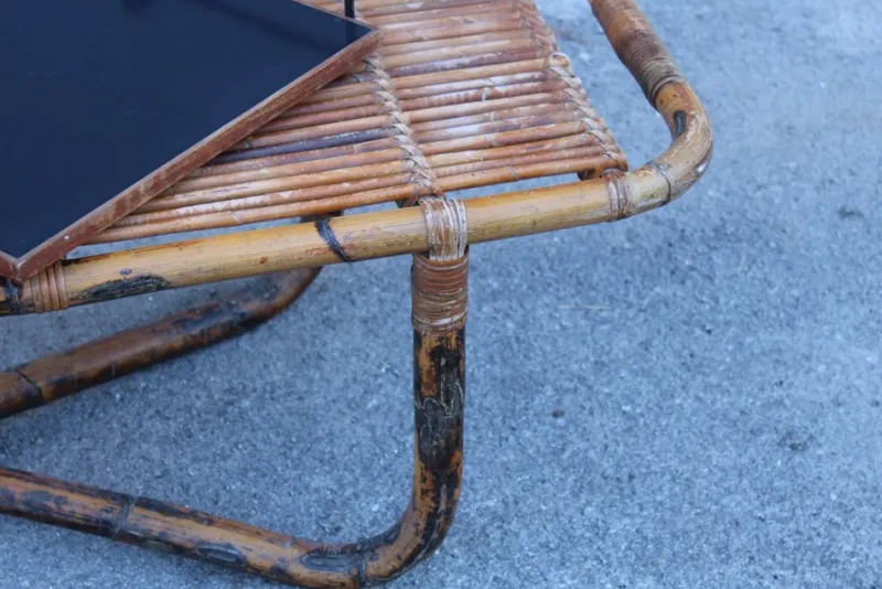Pamono Bamboo Cocktail Table by Tito Agnoli, 1950s> Garden Tables