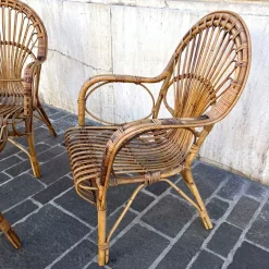 Discount Pamono Bamboo Coffee Table and Chairs, 1960s, Set of 3