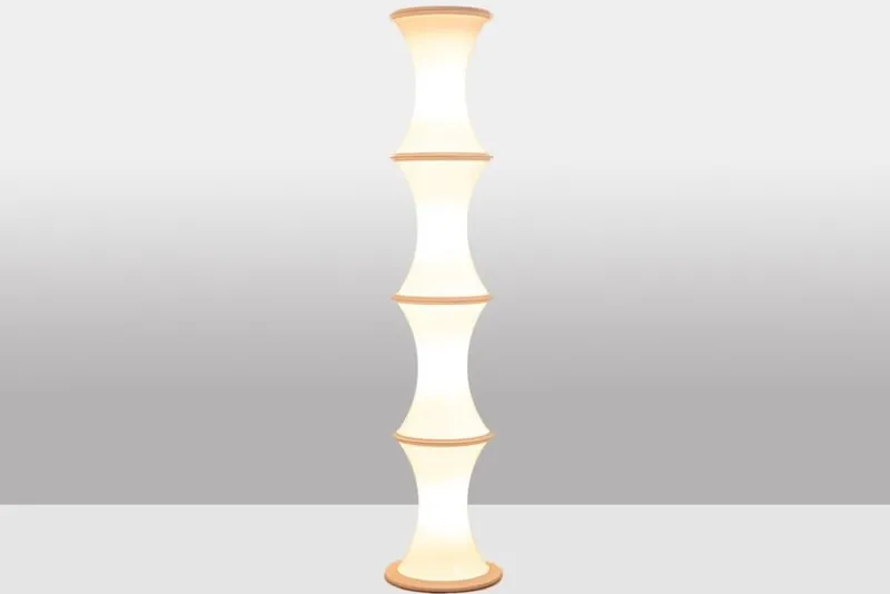 Outlet Pamono Bamboo Floor Lamp in White Opal Glass by Enrico Tronconi, 1970s