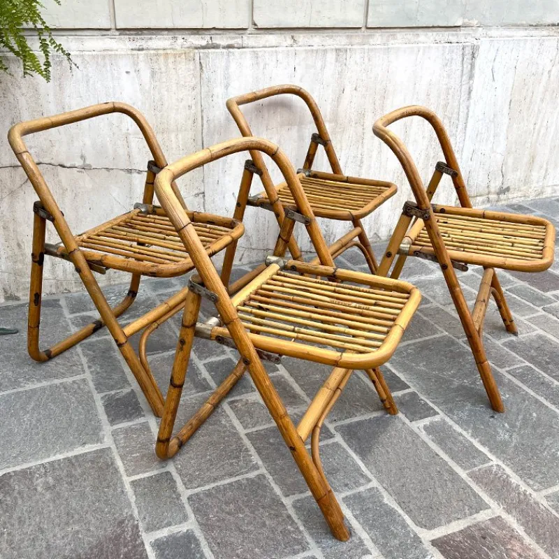 Pamono Bamboo Folding Chair from Dal Vera, Italy, 1950s> Garden Seating