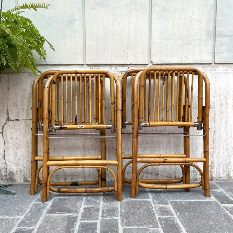 Pamono Bamboo Folding Chair from Dal Vera, Italy, 1950s> Garden Seating