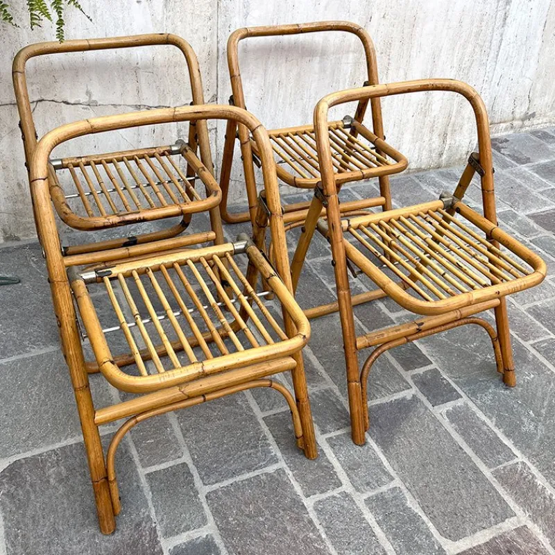 Pamono Bamboo Folding Chair from Dal Vera, Italy, 1950s> Garden Seating
